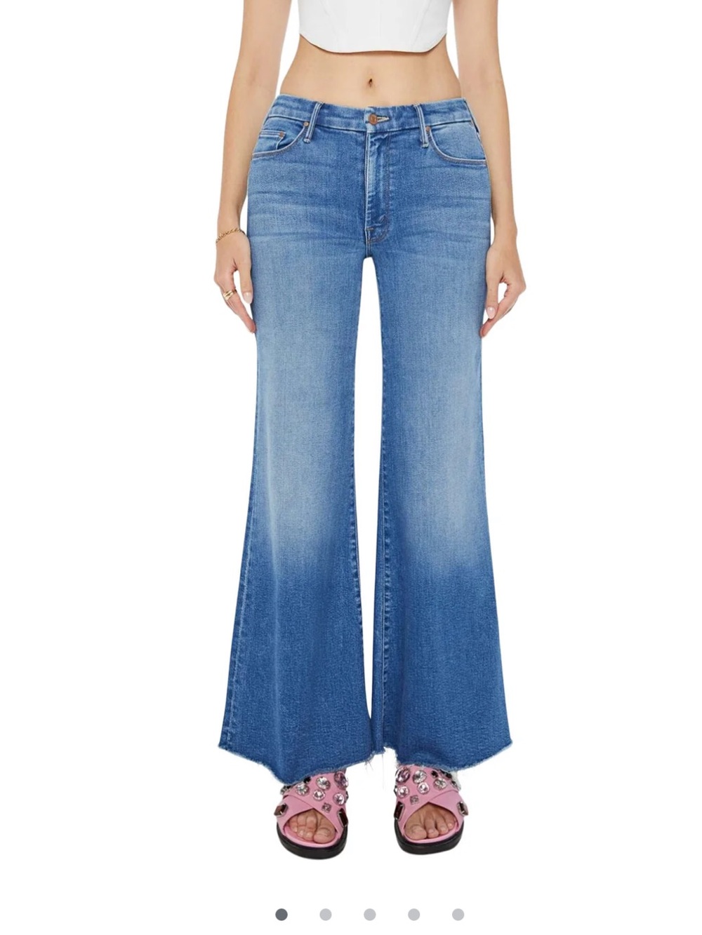 MOTHER The Roller Fray Jeans in Work Hard Play Hard Wide
Leg Size 28